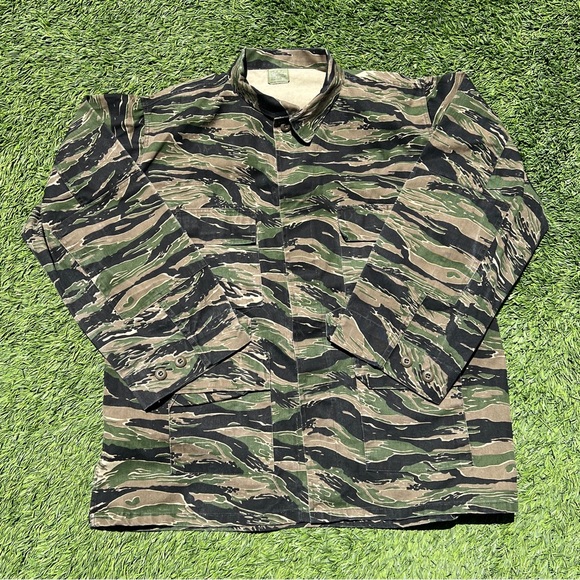 Tiger Stripe Camo Shirt Mens Size XL Long Camouflage Military TRUSPEC BDU - Picture 1 of 4